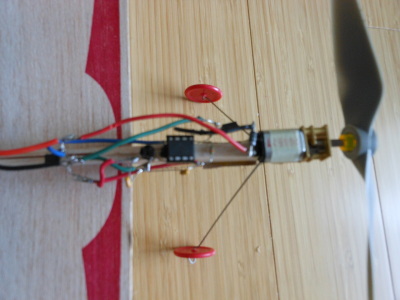 Balsa wood plane with motor circuit