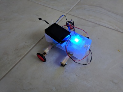 An R/C car built out of ice with an ATtiny85 circuit..