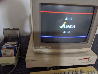 Amiga 1000 demo with copper bars.