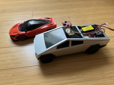 Toy cybertruck with airflow sensor