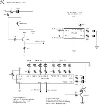 RC car drag racing Christmas tree schematic