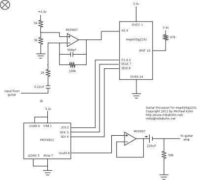 MSP430G2231 guitar processor schematic