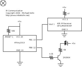 Atmel ATtiny2313 SIRC schematic