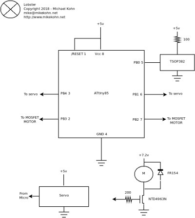 Cyborg Lobster remote control circuit