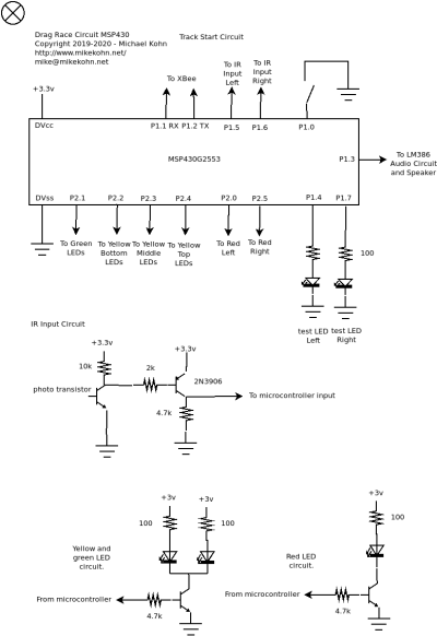 RC car drag racing Christmas tree schematic