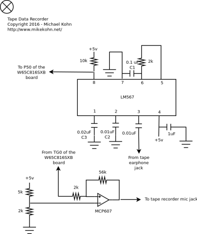 Tape data recorder circuit