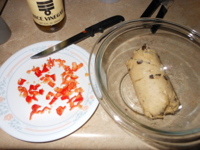 Chopped ghost pepper and cookie dough