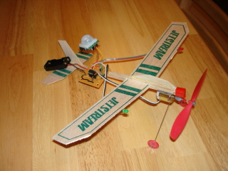 Balsa wood plane with motor