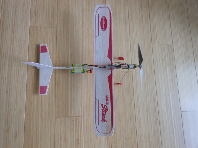 Balsa wood plane with motor and IR controller