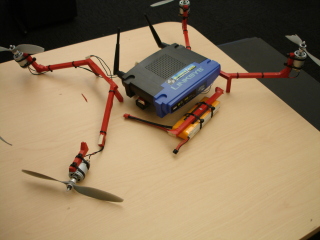 Linksys WRT54G quadcopter destroyed