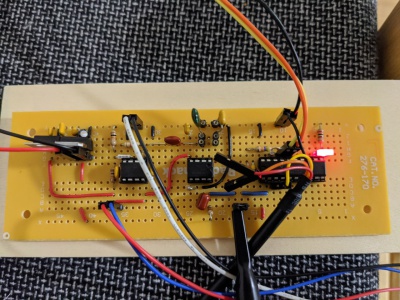 Oscilloscope showing modem data after LM567