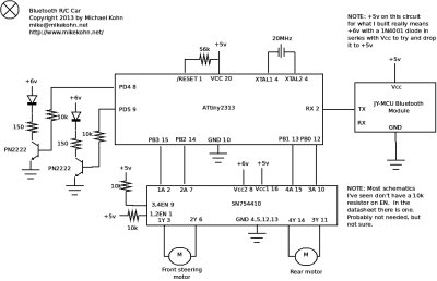 Bluetooth controlled R/C car schematic