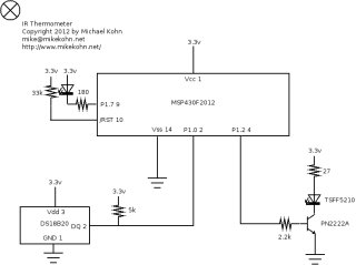MSP430 / DS18B20 thermometer schematic