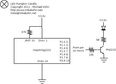 Halloween pumpkin with LED candle schematic